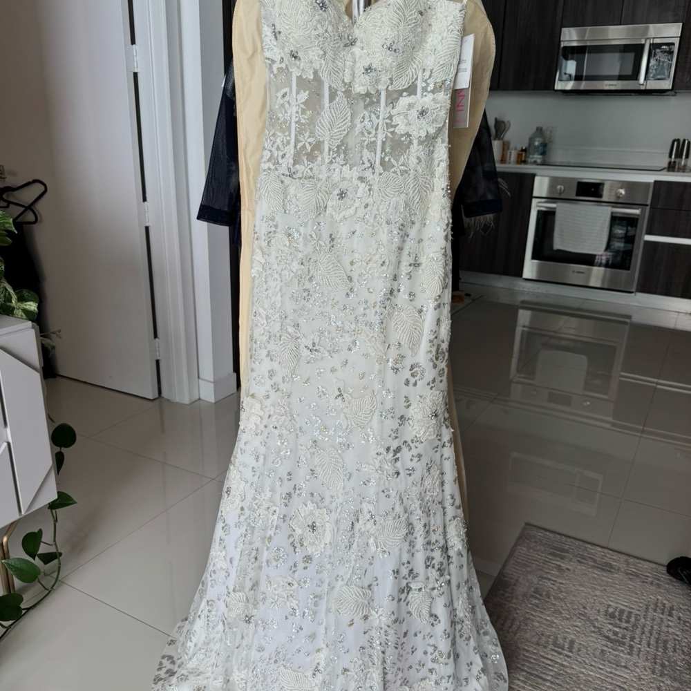 Jovani White Floral Lace Dress